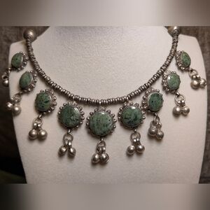 Vintage Green Gemstone Necklace